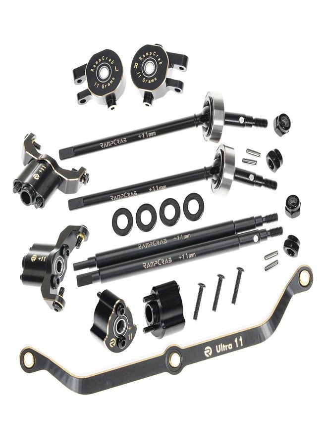 RampCrab Axle widening Upgrade Parts for TRX4M, 11mm Wider on Each Side (Front & Rear), Brass Upgrades Parts for TRX4m RC Crawler Car, Fit for 1/18 TRX4-M Unlimited Trail Buggy, Ultra 11 - Image 1